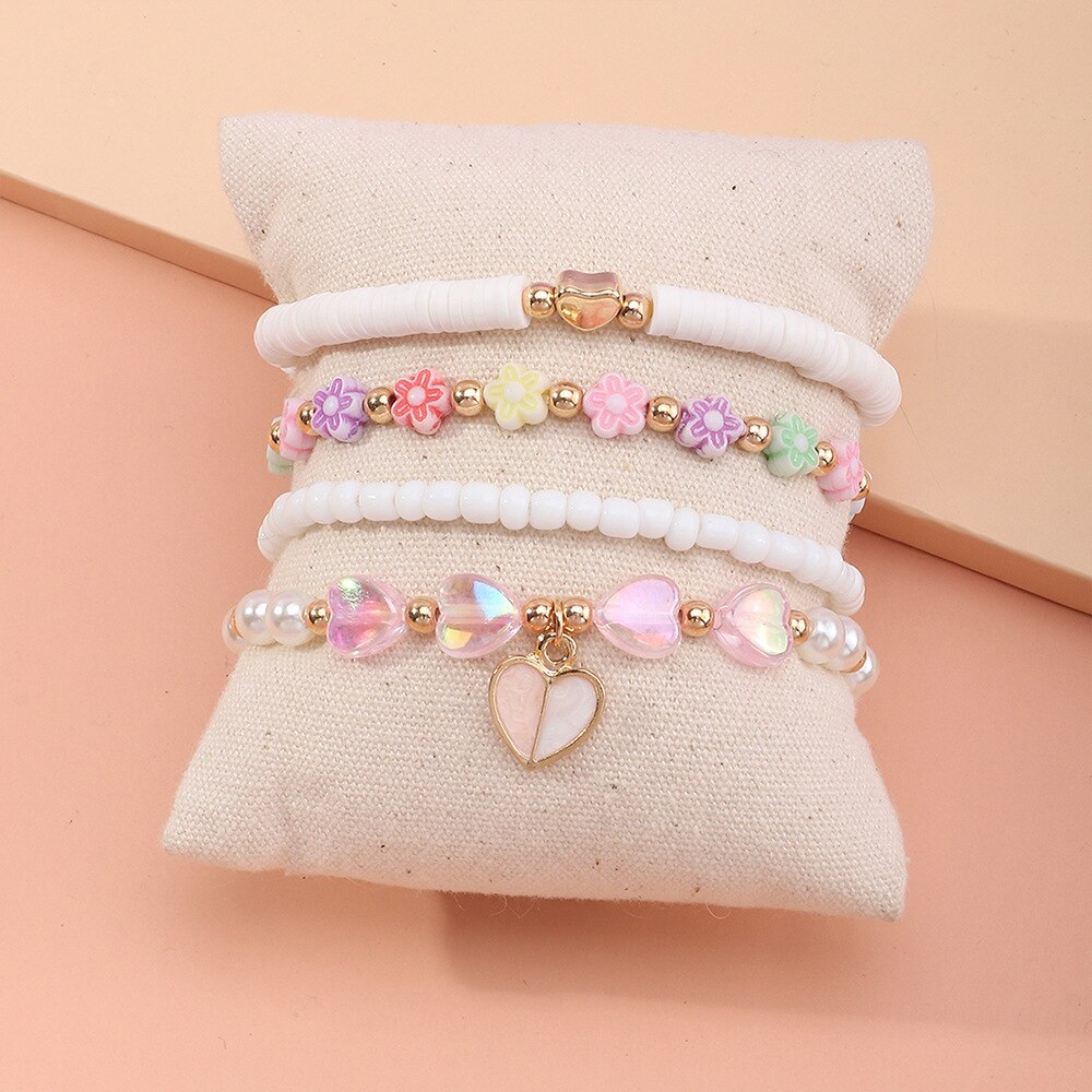 4Pcs Set Perle Harz Liebe Armreif