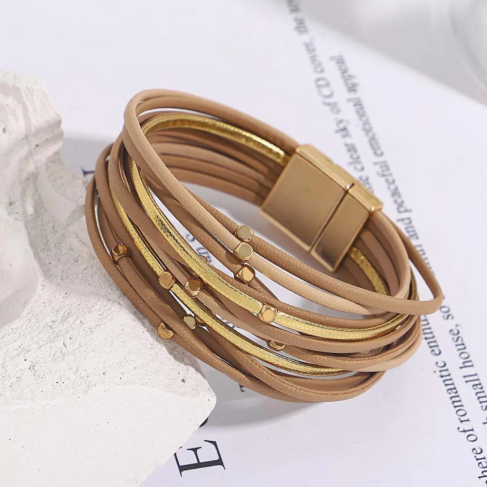 Mehrschichtiges dreifarbiges Wickelarmband