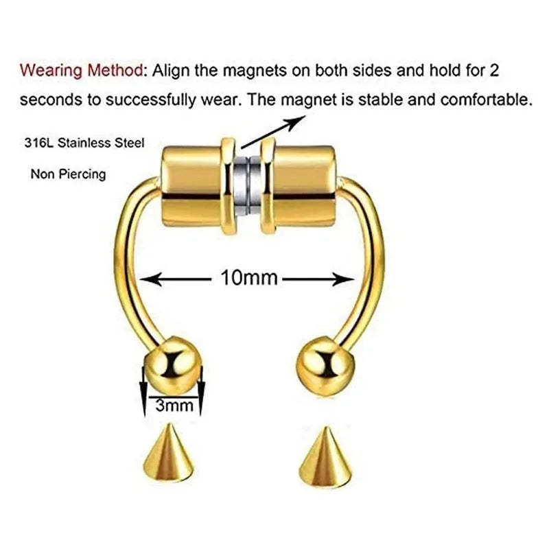 Frauen Fake Piercing Nasenring Hoop Septum Nicht Piercing Nasenclip Rock HipHoop Edelstahl Magnet Mode Punk Körperschmuck