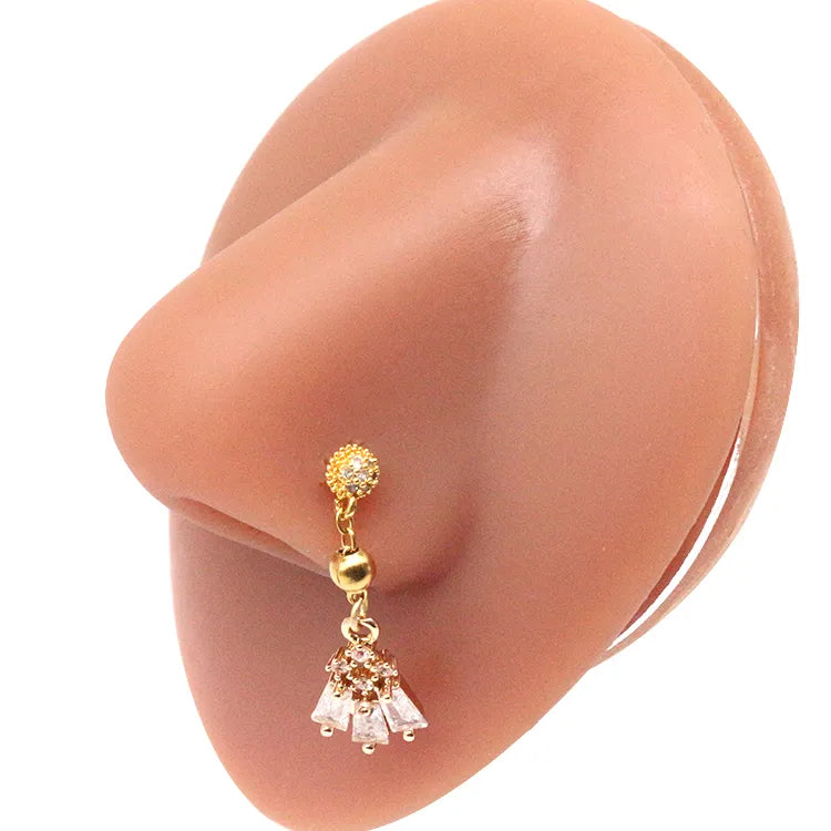 Nasenring für Frauen, baumelndes Nasenpiercing, Edelstahl, Nasenbiegering, Schmetterling, baumelnder Nasenring, Körperpiercing-Schmuck