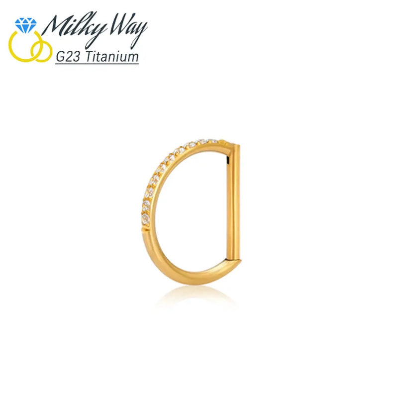 Titan-D-Ring-Set, Zirkon-Nasenring, Hip-Hop-Ohrring, Clicker-Helix