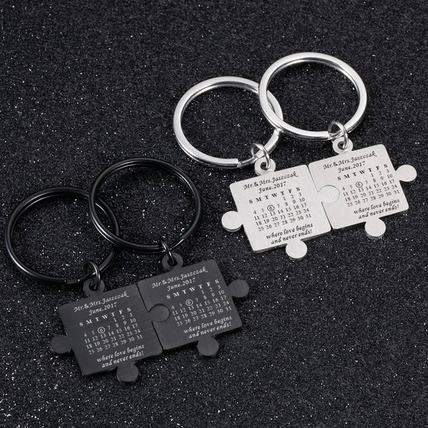 Personalisierte Puzzleanhänger mit Namensgravur und Wunschdatum