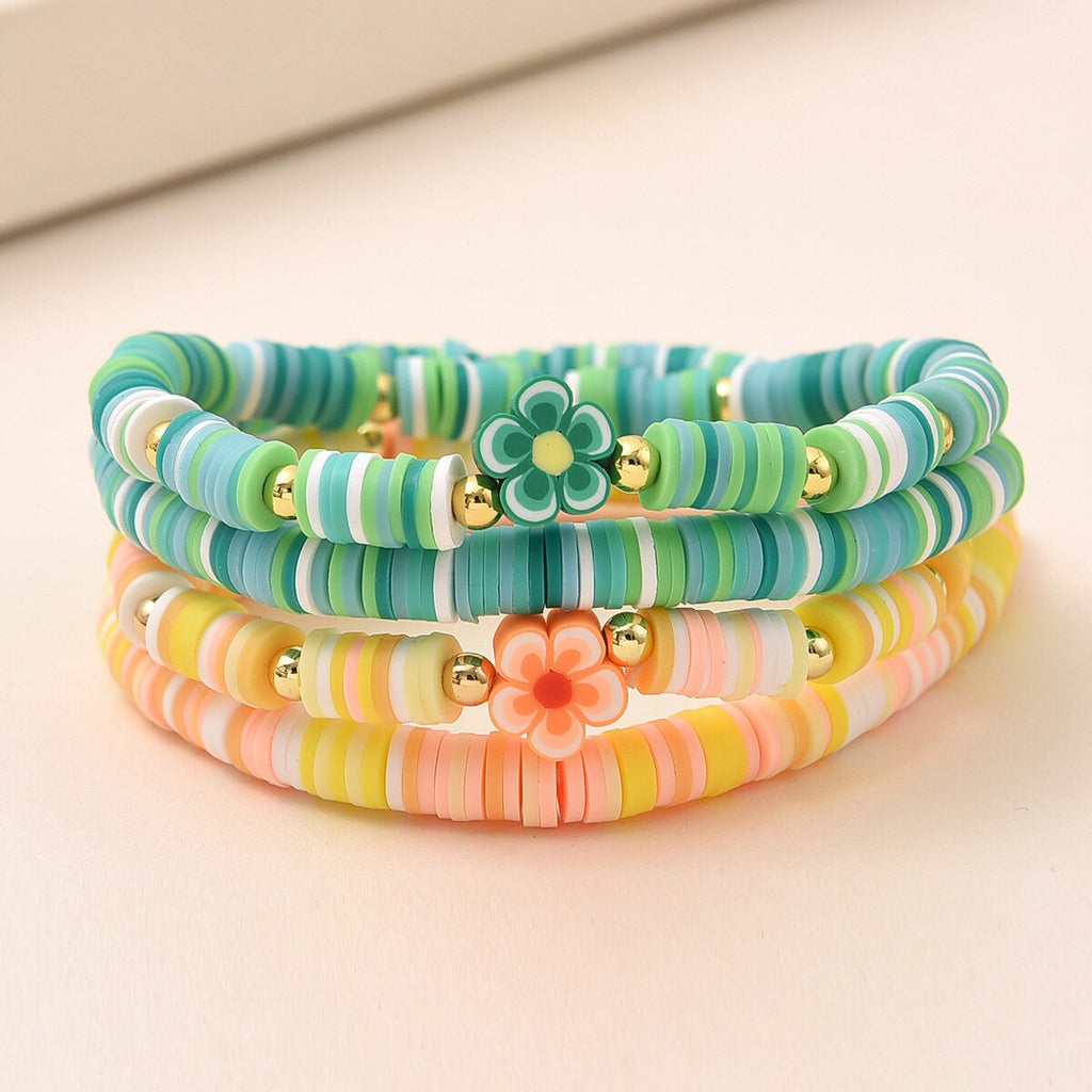 2pcs Bunte Weiche Ton Niedlichen Blumen Charme Armband