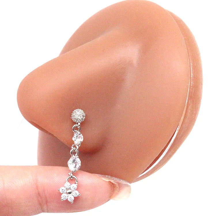 Nasenring für Frauen, baumelndes Nasenpiercing, Edelstahl, Nasenbiegering, Schmetterling, baumelnder Nasenring, Körperpiercing-Schmuck