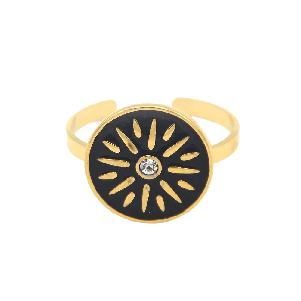 WILD & FREE Trendige Edelstahlringe für Damen, Sterne, Sonne, schicker, exquisiter, 18 Karat vergoldeter, wasserfester Schmuck