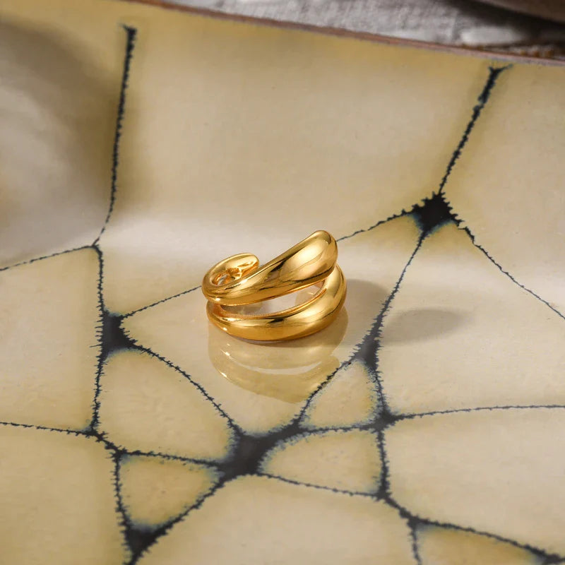 Gold Doppel-Ohrstecker Ohrstulpe