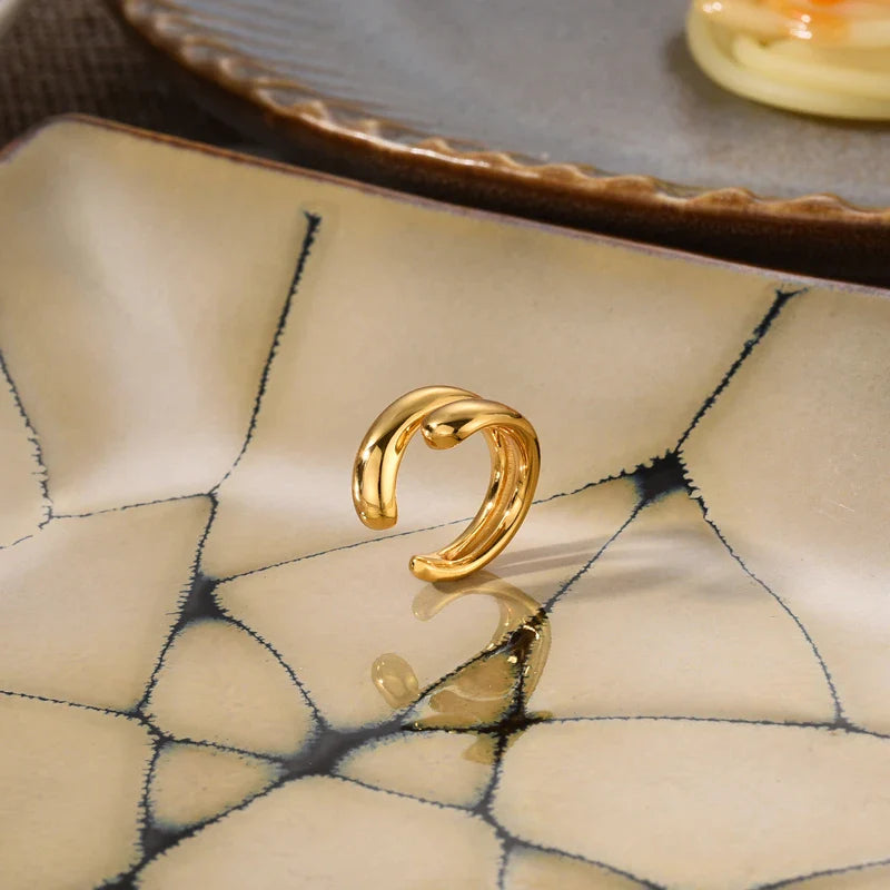 Gold Doppel-Ohrstecker Ohrstulpe