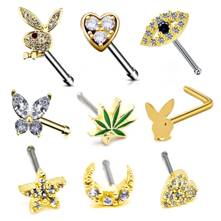 Nasenring für Frauen, baumelndes Nasenpiercing, Edelstahl, Nasenbiegering, Schmetterling, baumelnder Nasenring, Körperpiercing-Schmuck