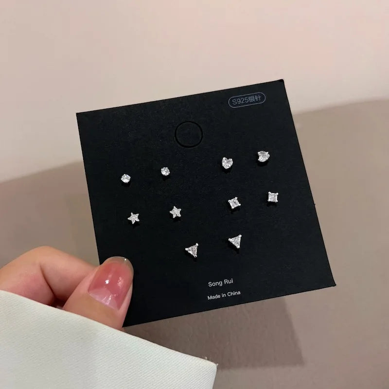 Zirkon Herz Ohrstecker Set für Frauen und Mädchen