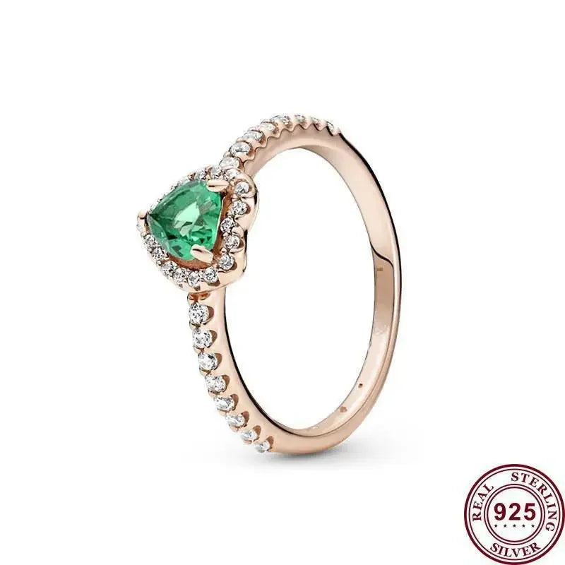 Hochwertiger Damenring aus Sterlingsilber, roter herzförmiger Kristallring