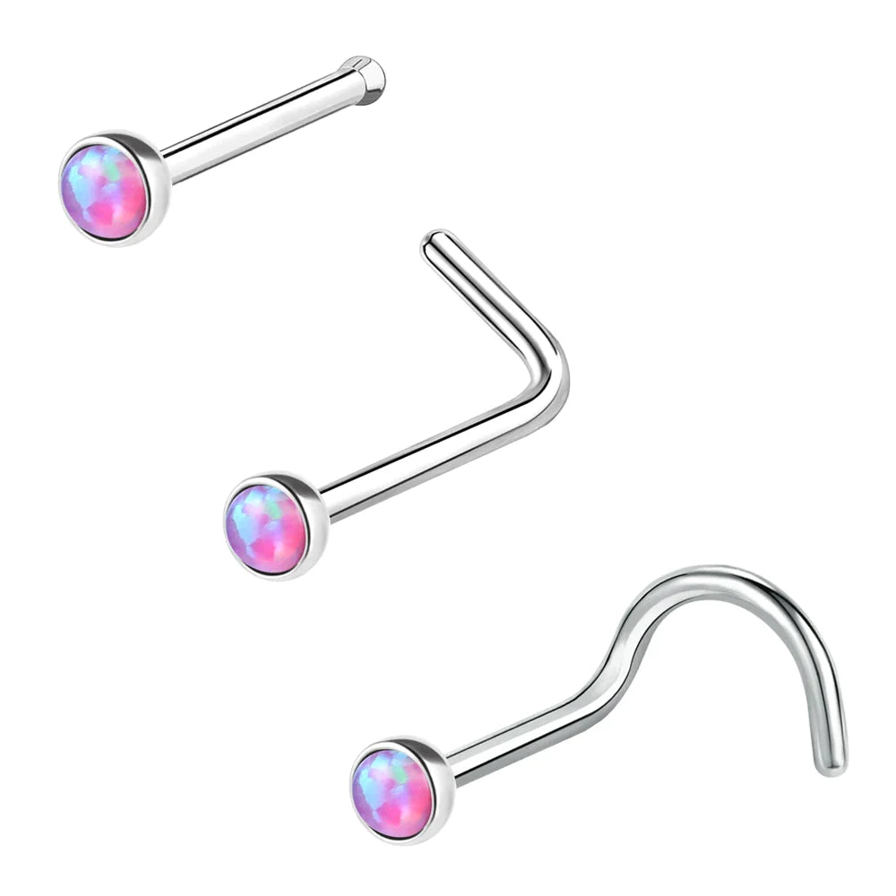 Opalstein-Nasenstecker-Piercing, Nasenloch-Piercings aus Edelstahl