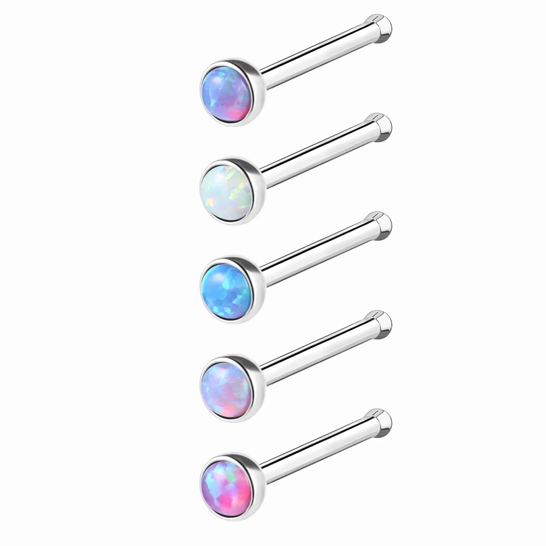 Opalstein-Nasenstecker-Piercing, Nasenloch-Piercings aus Edelstahl
