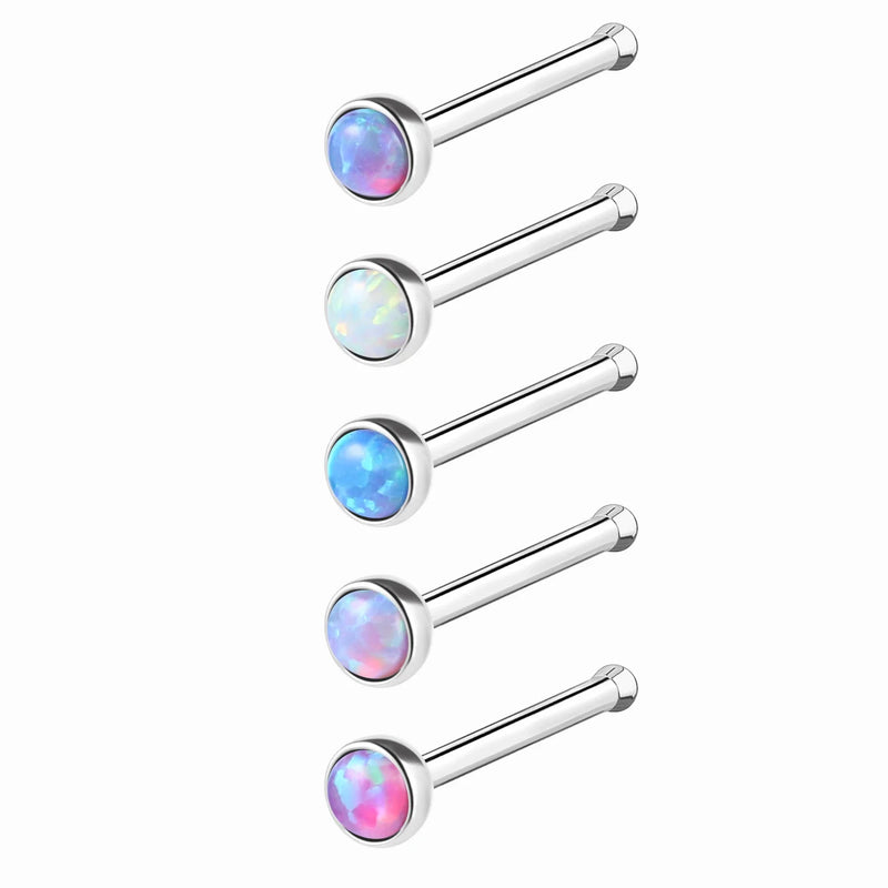 Opalstein-Nasenstecker-Piercing, Nasenloch-Piercings aus Edelstahl