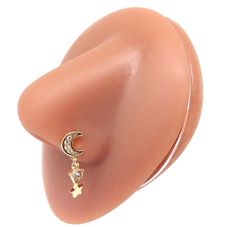 Nasenring für Frauen, baumelndes Nasenpiercing, Edelstahl, Nasenbiegering, Schmetterling, baumelnder Nasenring, Körperpiercing-Schmuck