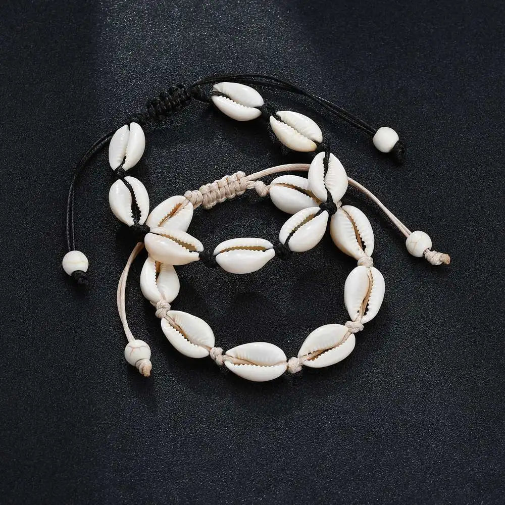 Bohemian Shell Fußkettchen für Frauen - Handgefertigter gewebter natürlicher Muschel-Fußschmuck für den Sommer am Strand