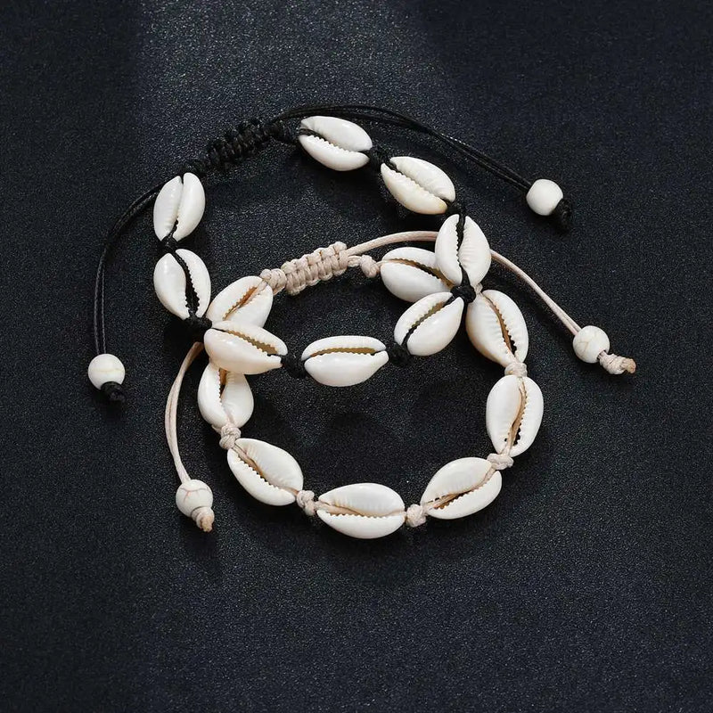 Bohemian Shell Fußkettchen für Frauen - Handgefertigter gewebter natürlicher Muschel-Fußschmuck für den Sommer am Strand