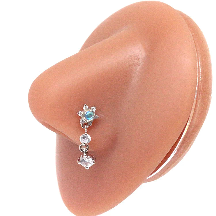 Nasenring für Frauen, baumelndes Nasenpiercing, Edelstahl, Nasenbiegering, Schmetterling, baumelnder Nasenring, Körperpiercing-Schmuck