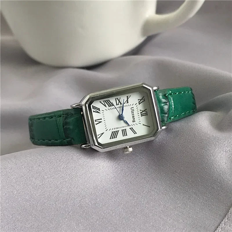 Retro-Uhren, klassisch, lässig, Quarz-Zifferblatt, Lederarmband, rechteckige Uhr, modische Armbanduhren für Damen