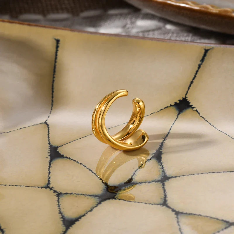 Gold Doppel-Ohrstecker Ohrstulpe