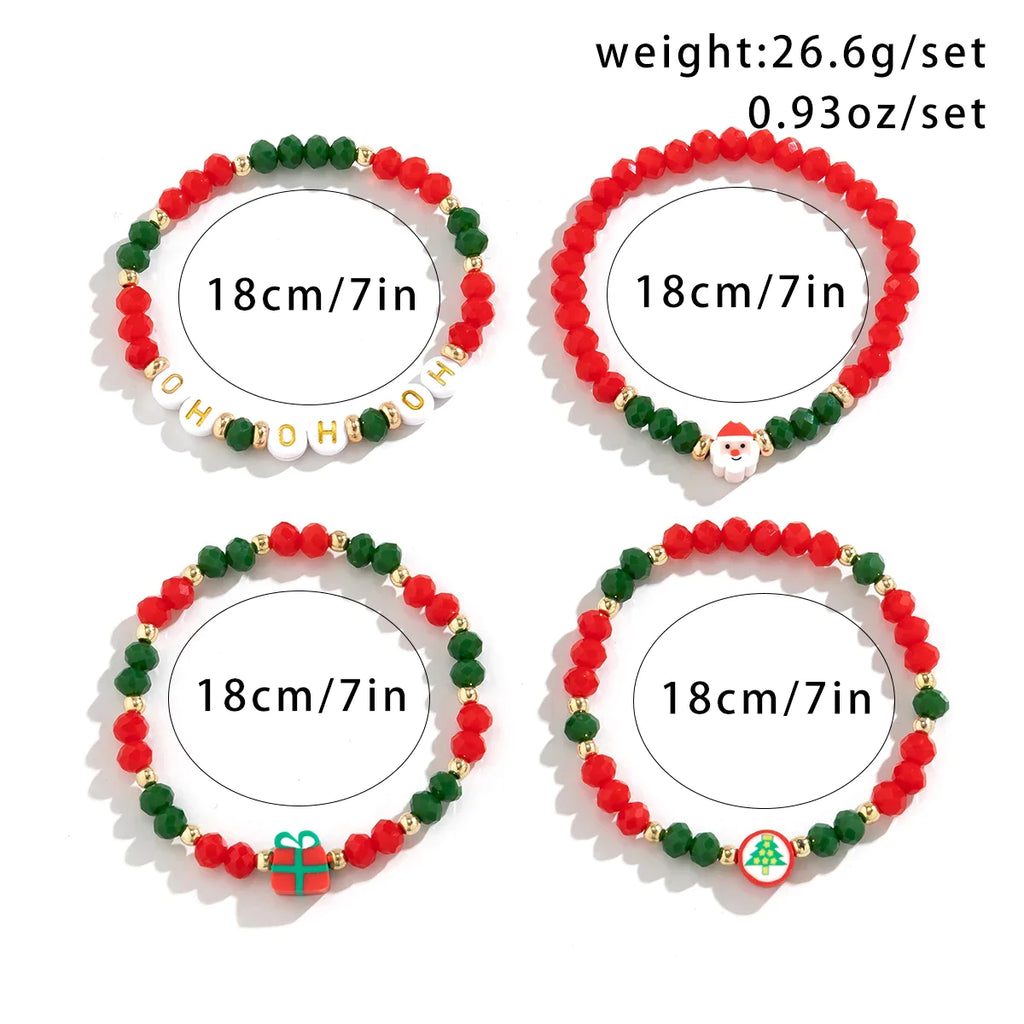 4-teiliges Weihnachtsperlen-Armband-Set