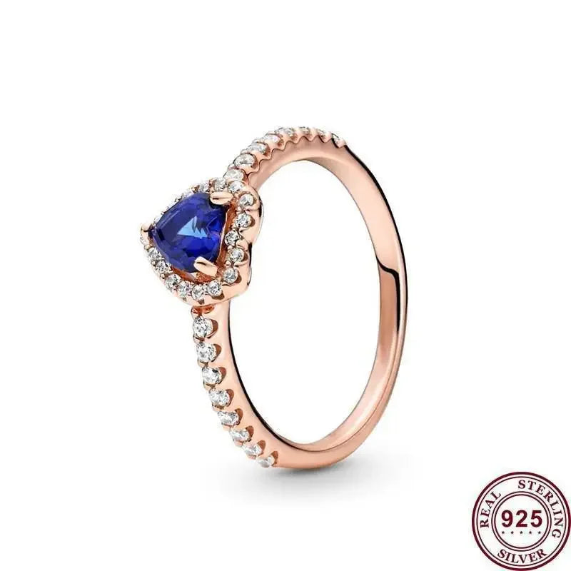 Hochwertiger Damenring aus Sterlingsilber, roter herzförmiger Kristallring