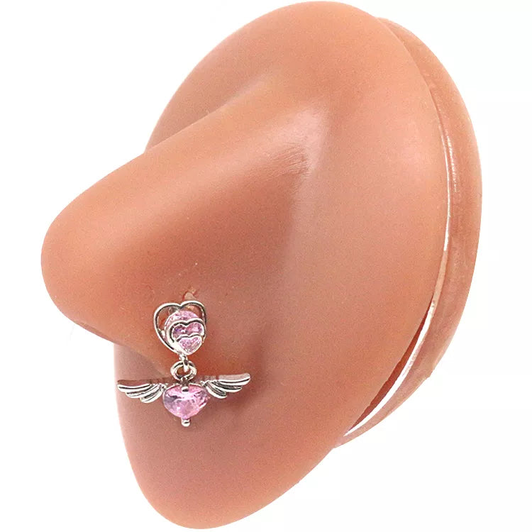 Nasenring für Frauen, baumelndes Nasenpiercing, Edelstahl, Nasenbiegering, Schmetterling, baumelnder Nasenring, Körperpiercing-Schmuck