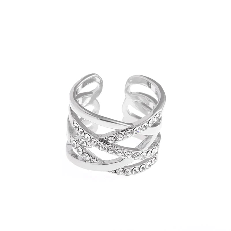 Offener Ring mit hohlem Zirkon im exquisiten Design der Spitzenklasse