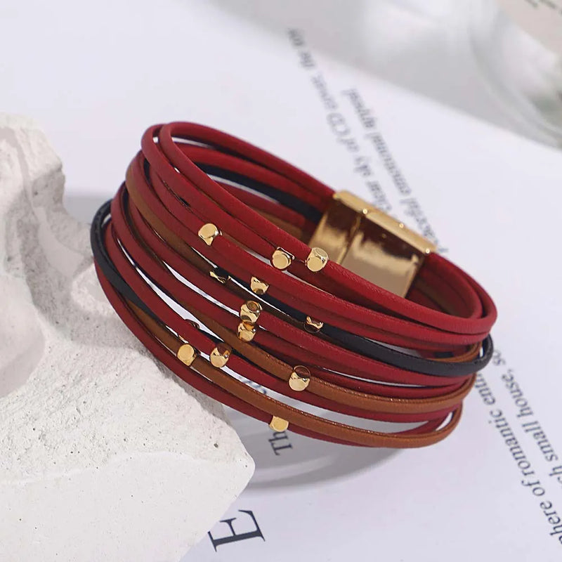 Mehrschichtiges dreifarbiges Wickelarmband