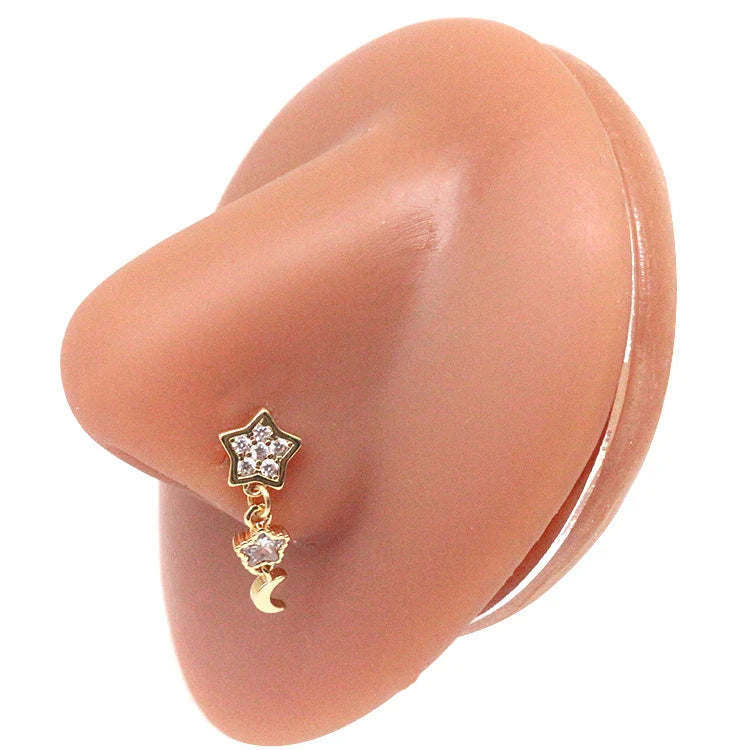 Nasenring für Frauen, baumelndes Nasenpiercing, Edelstahl, Nasenbiegering, Schmetterling, baumelnder Nasenring, Körperpiercing-Schmuck