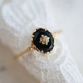 Agate Noire | Bague en Agate Noire Naturelle Pour Femme