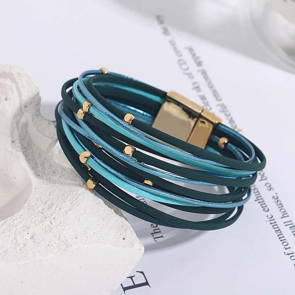 Mehrschichtiges dreifarbiges Wickelarmband