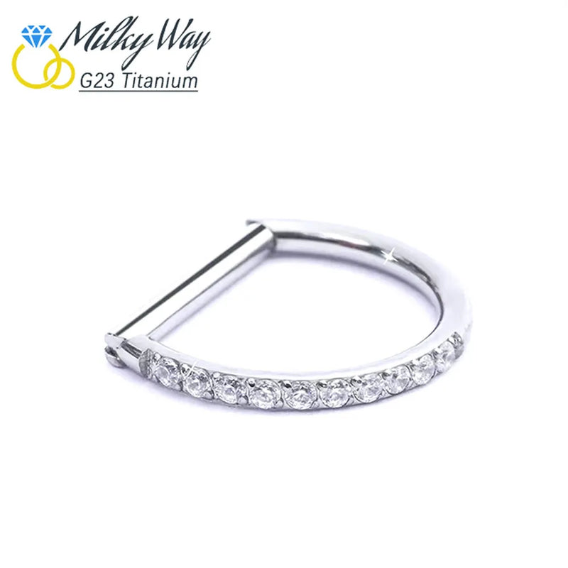 Titan-D-Ring-Set, Zirkon-Nasenring, Hip-Hop-Ohrring, Clicker-Helix