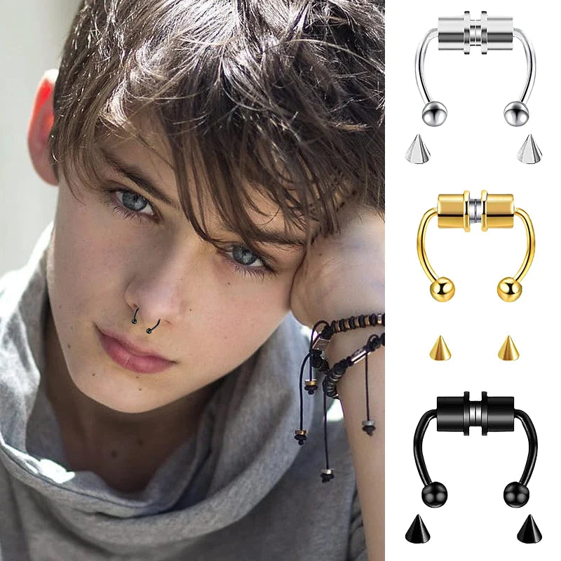 Frauen Fake Piercing Nasenring Hoop Septum Nicht Piercing Nasenclip Rock HipHoop Edelstahl Magnet Mode Punk Körperschmuck