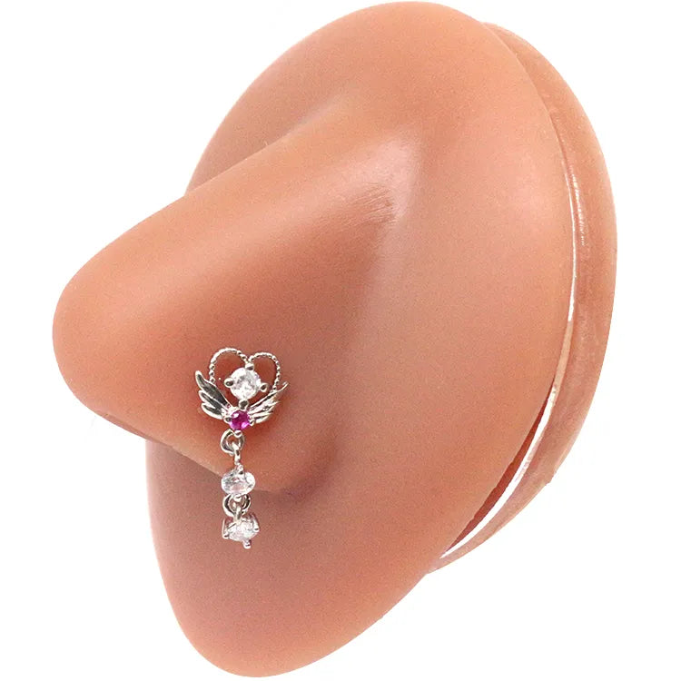 Nasenring für Frauen, baumelndes Nasenpiercing, Edelstahl, Nasenbiegering, Schmetterling, baumelnder Nasenring, Körperpiercing-Schmuck