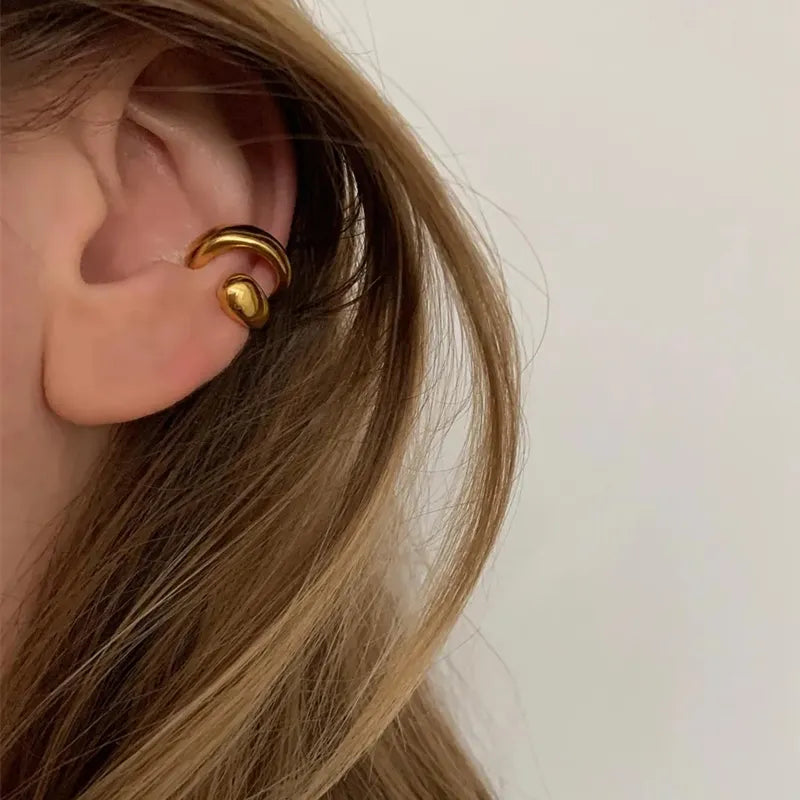 Gold Doppel-Ohrstecker Ohrstulpe
