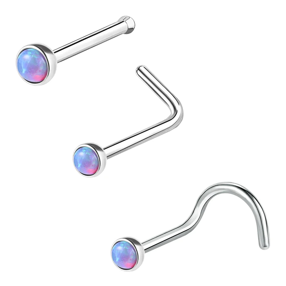 Opalstein-Nasenstecker-Piercing, Nasenloch-Piercings aus Edelstahl
