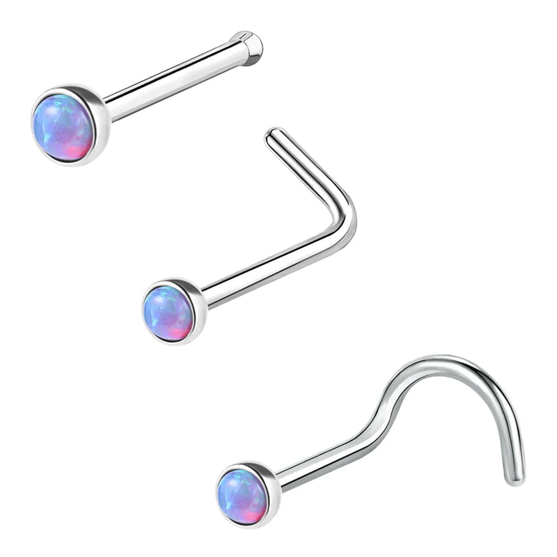 Opalstein-Nasenstecker-Piercing, Nasenloch-Piercings aus Edelstahl