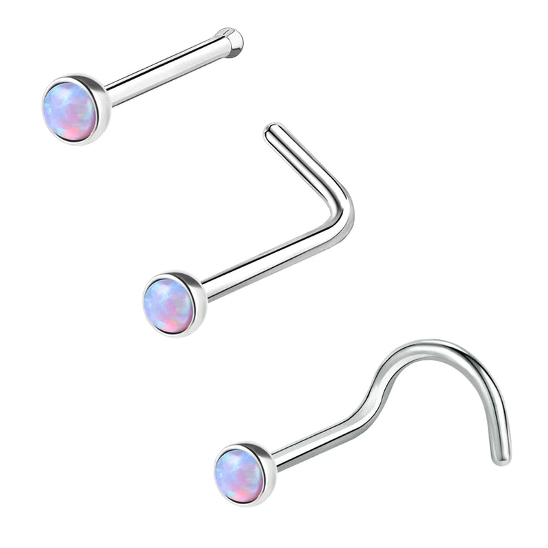 Opalstein-Nasenstecker-Piercing, Nasenloch-Piercings aus Edelstahl