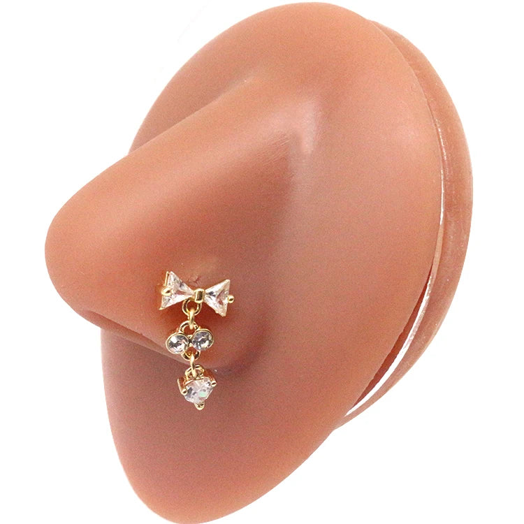 Nasenring für Frauen, baumelndes Nasenpiercing, Edelstahl, Nasenbiegering, Schmetterling, baumelnder Nasenring, Körperpiercing-Schmuck