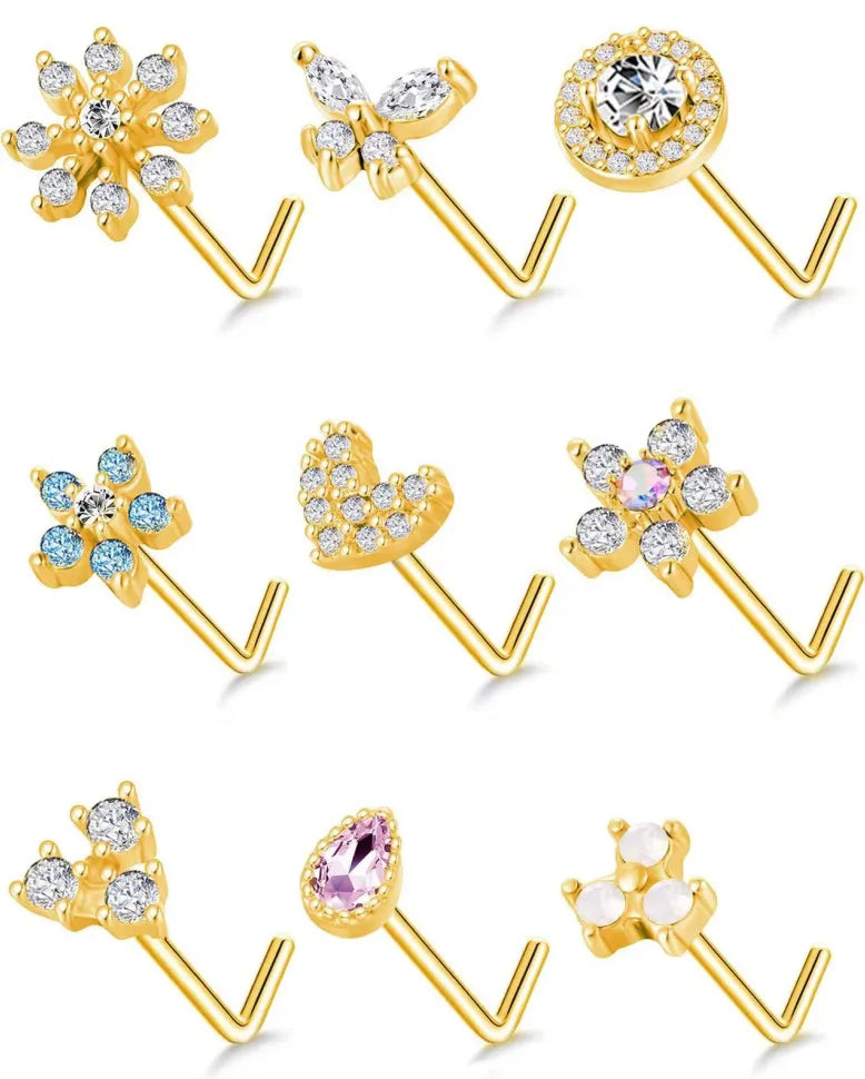 Nasenring für Frauen, baumelndes Nasenpiercing, Edelstahl, Nasenbiegering, Schmetterling, baumelnder Nasenring, Körperpiercing-Schmuck