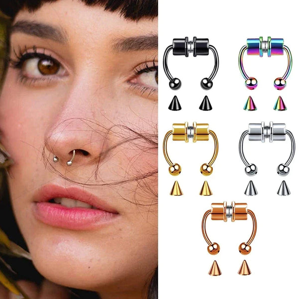 Frauen Fake Piercing Nasenring Hoop Septum Nicht Piercing Nasenclip Rock HipHoop Edelstahl Magnet Mode Punk Körperschmuck