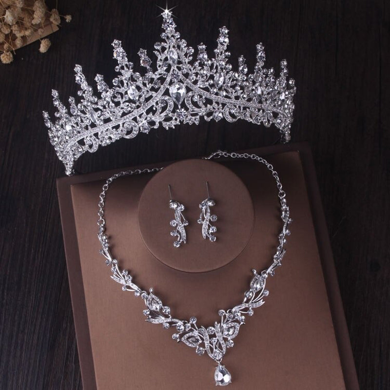 Schimmernde Strass Brautkronen Schmuckset Set