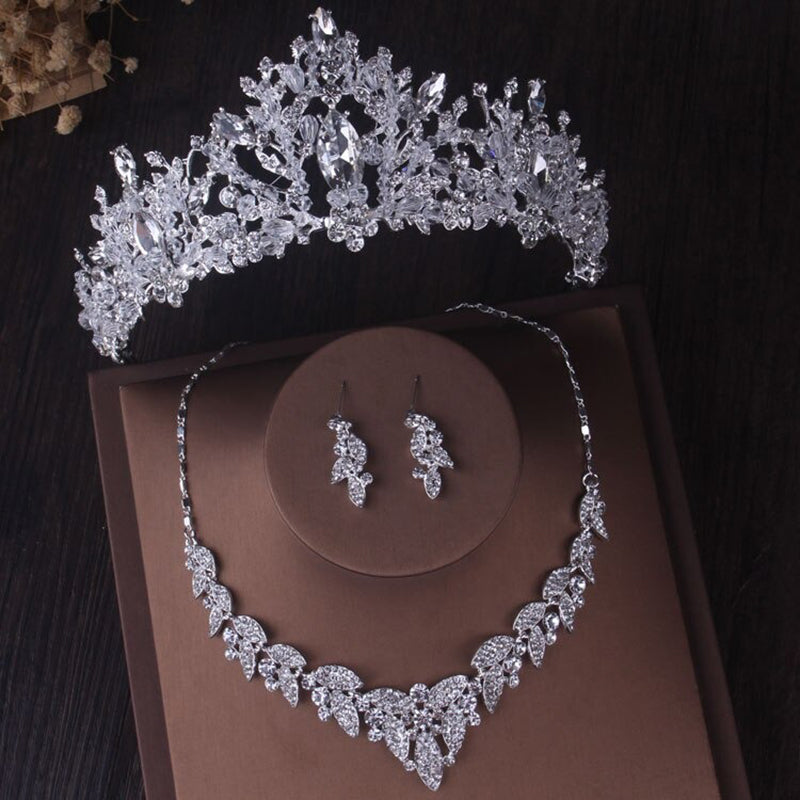 Schimmernde Strass Brautkronen Schmuckset Set