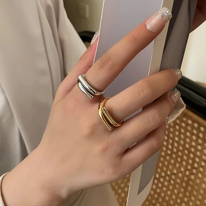 Kreative Edelstahl-Ring für Frauen - Vintage-Design, öffnbarer Ring für Verlobung, Schmuckgeschenk zum Geburtstag und Jubiläum