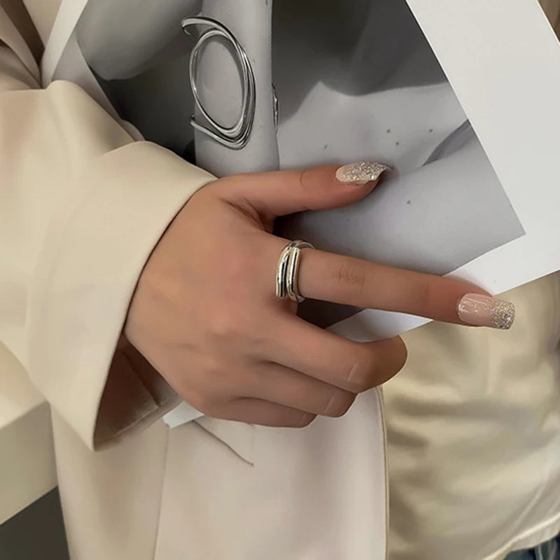 Kreative Edelstahl-Ring für Frauen - Vintage-Design, öffnbarer Ring für Verlobung, Schmuckgeschenk zum Geburtstag und Jubiläum