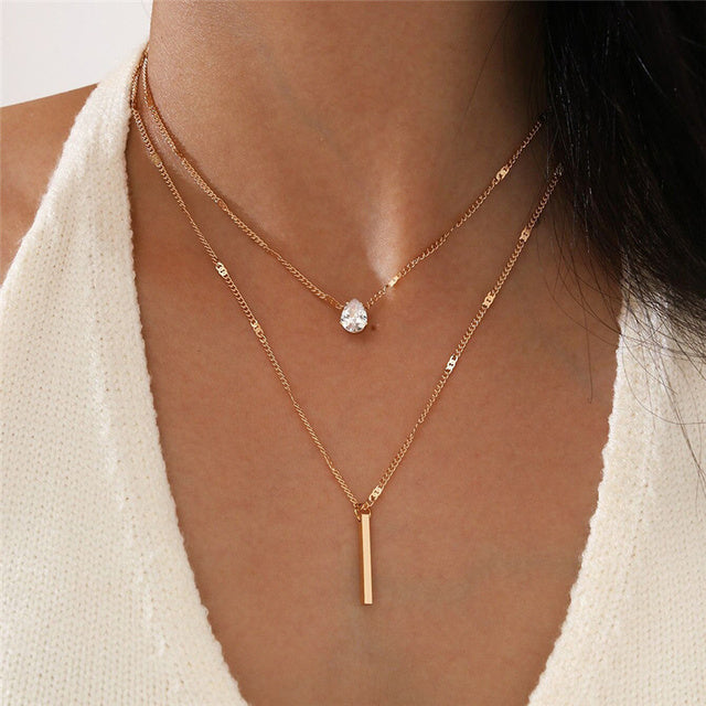 Hals Glitzer | Gold-Anhänger Halskette Set Vintage-Schmuck