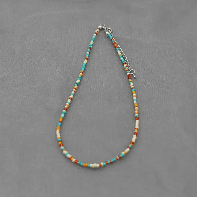 Böhmen Perlen Choker Halskette für Frauen - Farbenfroh und Einfach