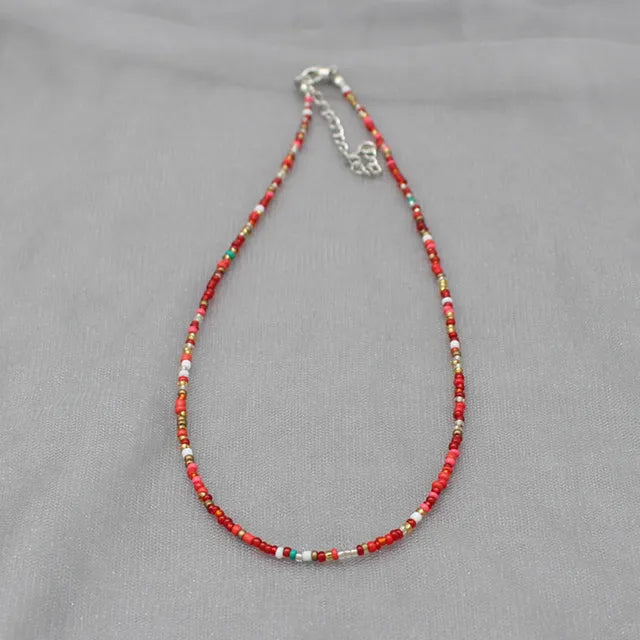 Böhmen Perlen Choker Halskette für Frauen - Farbenfroh und Einfach