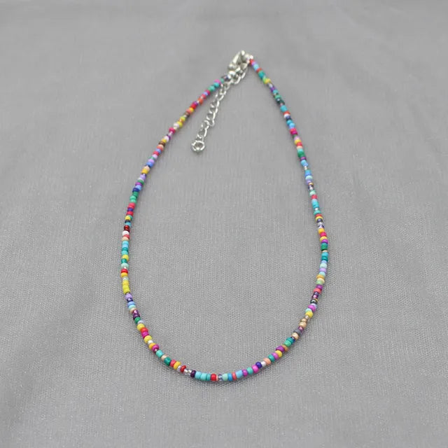 Böhmen Perlen Choker Halskette für Frauen - Farbenfroh und Einfach