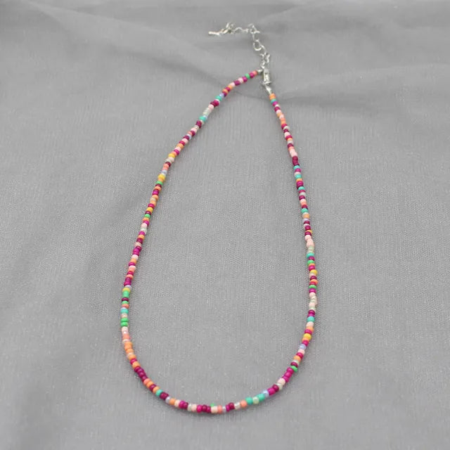 Böhmen Perlen Choker Halskette für Frauen - Farbenfroh und Einfach